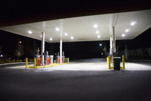 Petrol station at night